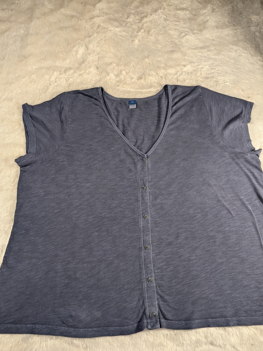 Women's Old Navy Washed Slate Blue Button-Front V-Neck Tee